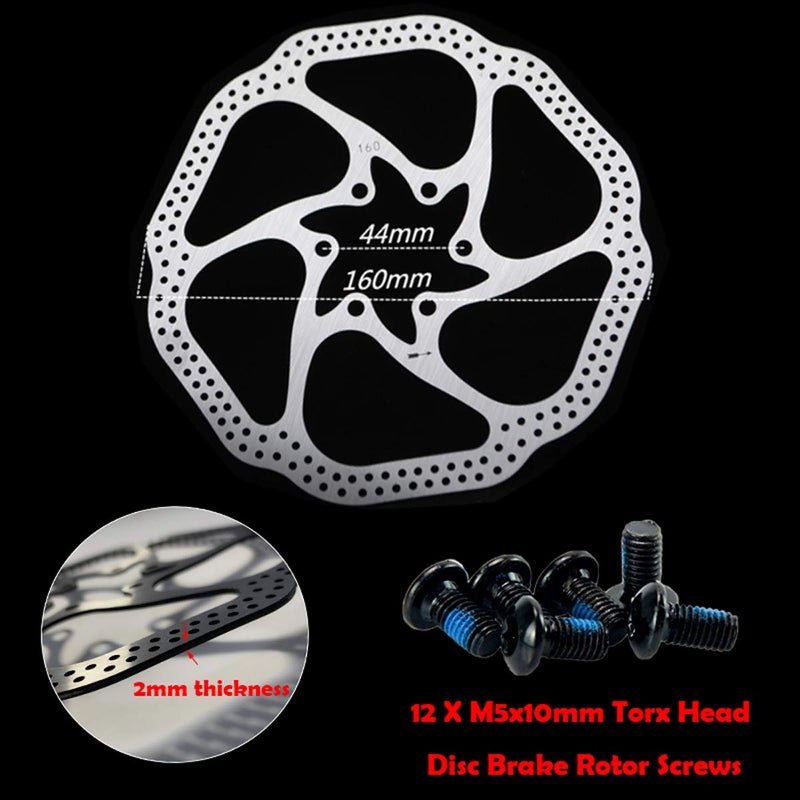Farbetter Bike Disc Brake Kit, Including Front and Rear Caliper, 160mm Rotor, Mechanic Tool-Free Pad Adjuster for Mountain Bike, Road Bike, Fixed Gear Bike, MTB, BMX (Red) - Image 3